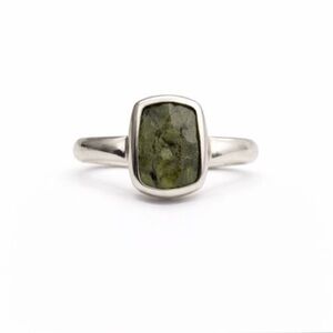 Raw Moldavite Silver Ring